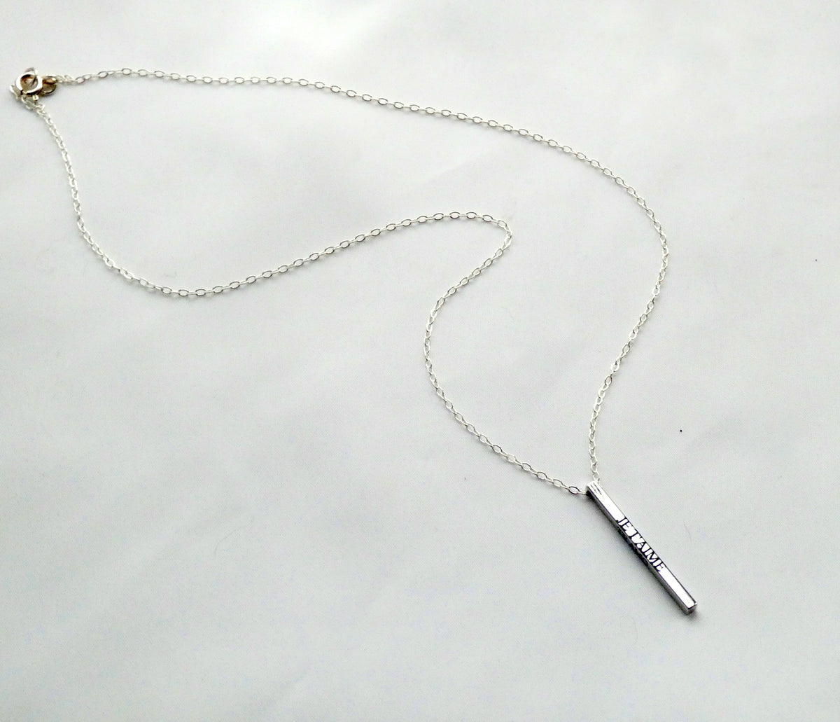 I Love You, Je T'aime, Te Amo Personalised Engraved Bar Necklace