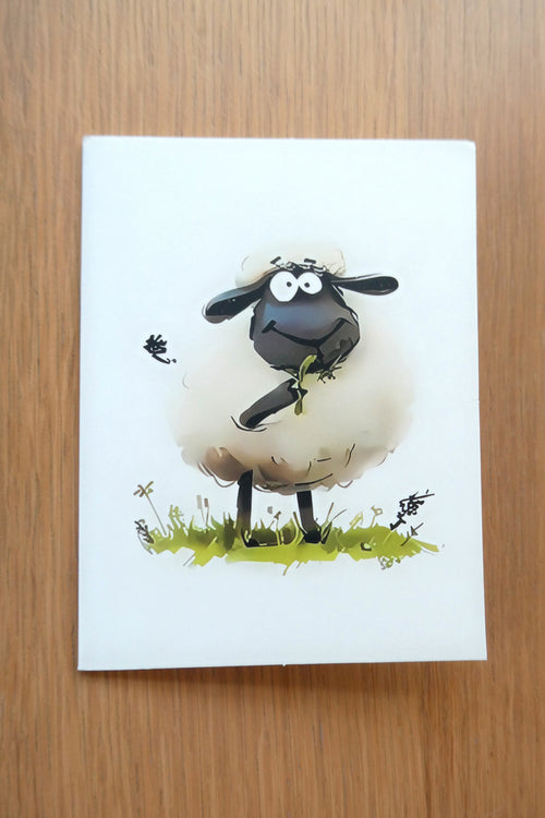 Adorable Smiling Sheep Blank Greeting Card
