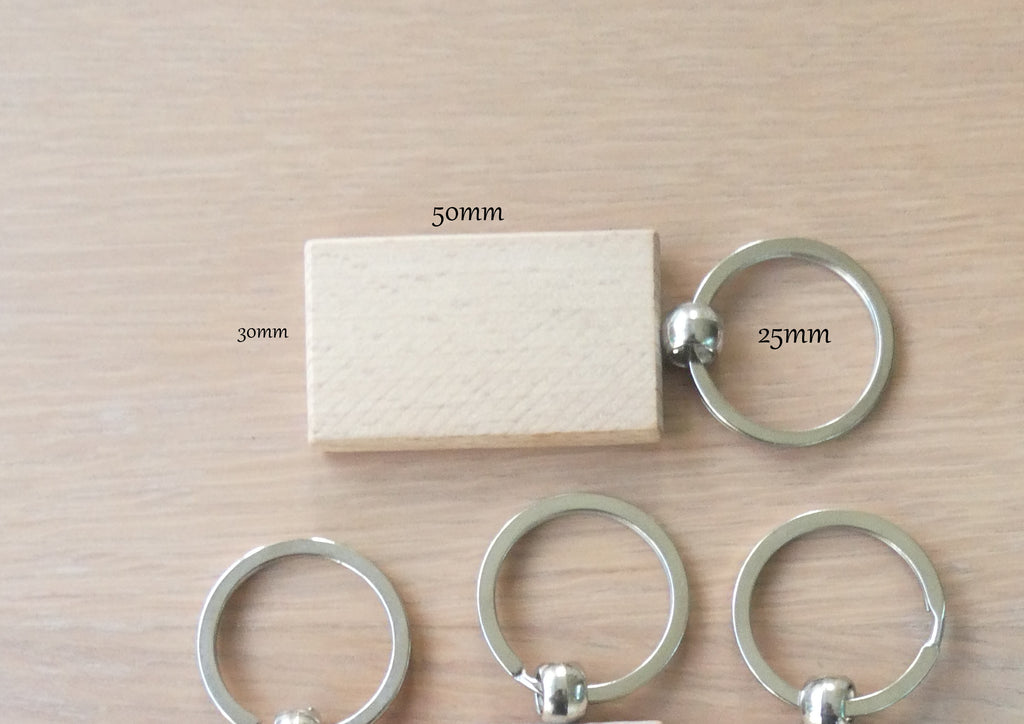 Personalised Engraved Wooden Keyring with message or photo, Custom key chain gift