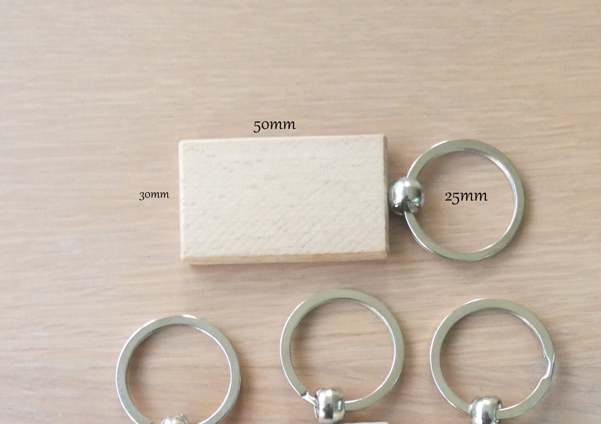 Personalised Engraved Wooden Keyring with message or photo, Custom key chain gift