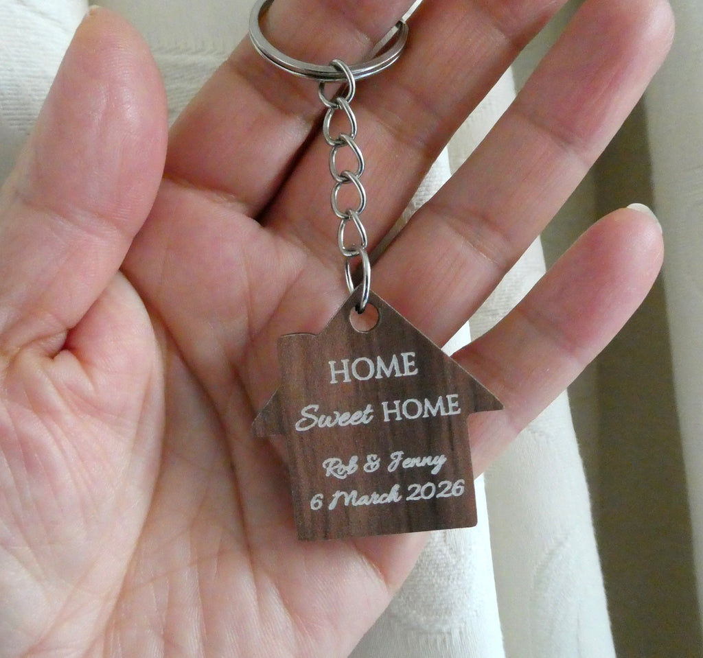 Personalised Wood Home Sweet Home Keyring