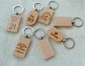 Personalised Engraved Wooden Keyring with message or photo, Custom key chain gift