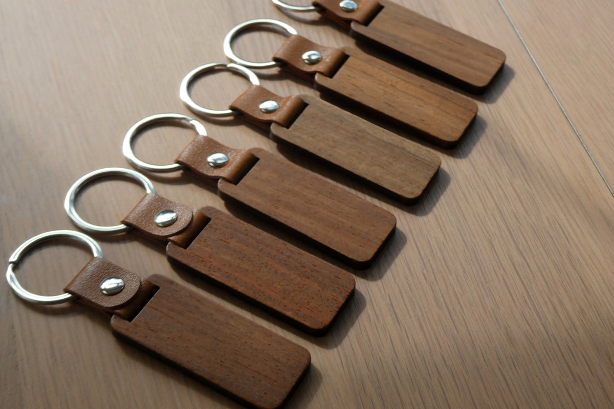 Personalised Wooden Engraved keyring with name, date or special message