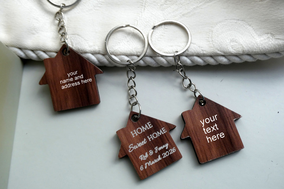 Personalised Wood Home Sweet Home Keyring