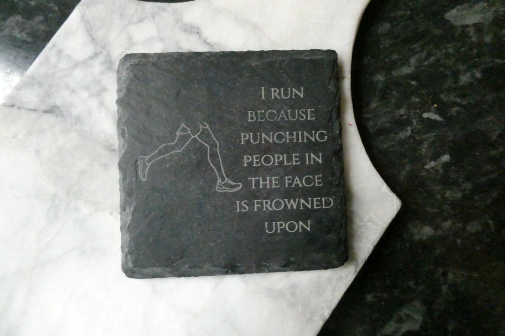 Funny Running Slate Coaster, Runner Gift