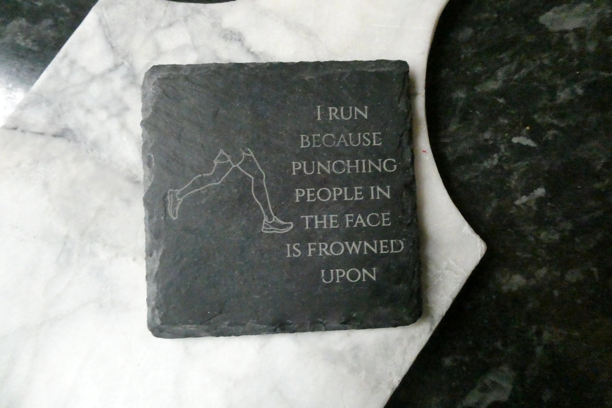 Funny Running Slate Coaster, Runner Gift