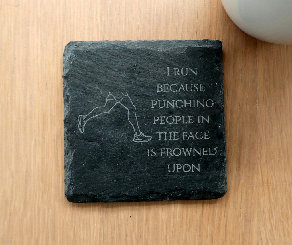 Funny Running Slate Coaster, Runner Gift