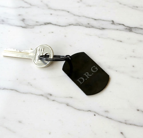 Black Dog Tag keyring, Memorial, Military, Monogram Unisex keychain